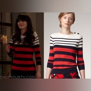 RARE Shoshanna Red/Navy Striped Caroline Sweater L